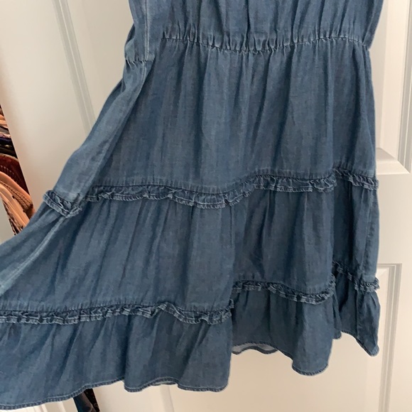 EXPRESS | Denim Square Neck Tiered Mini Dress - Picture 6 of 17